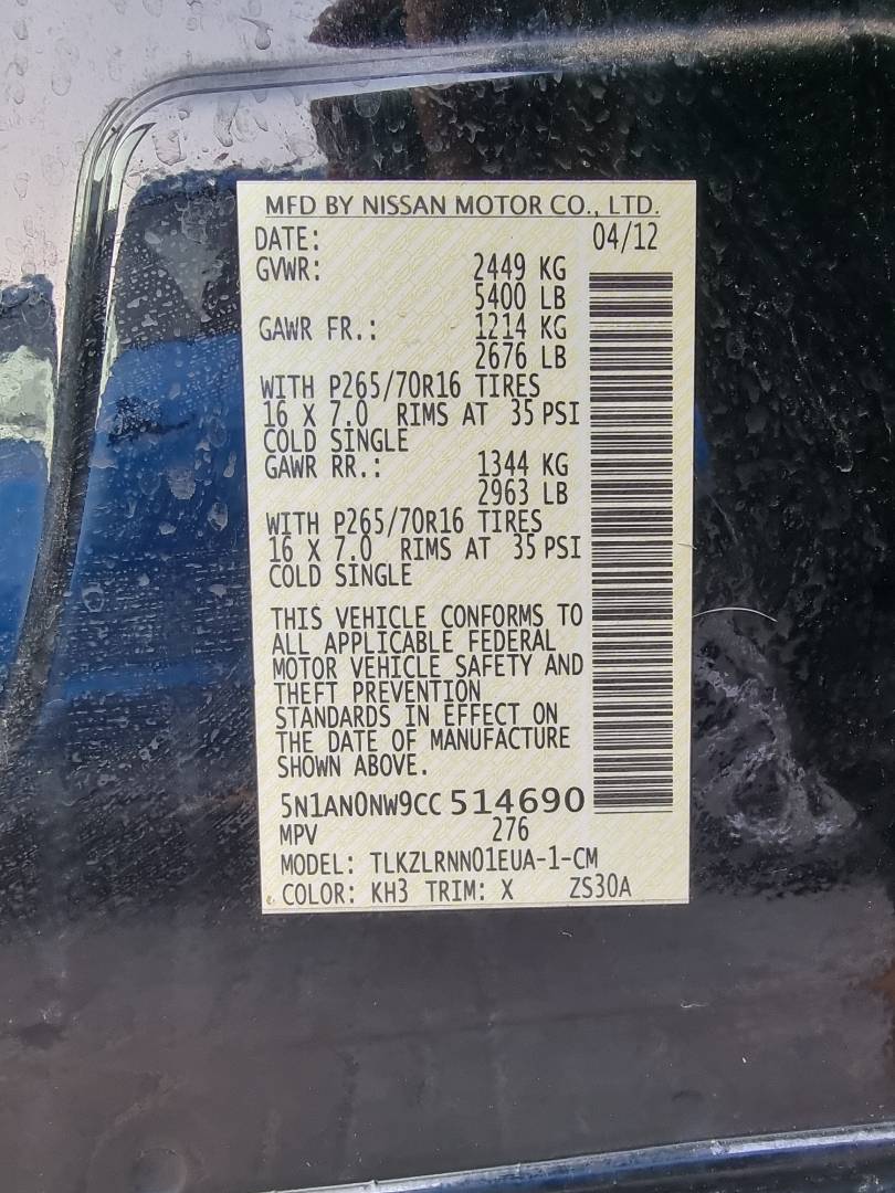 2012 NISSAN XTERRA — 139452 Miles — Lot 125487 — Ind. 12 - Marhaba Auctions Used Cars - Image 9