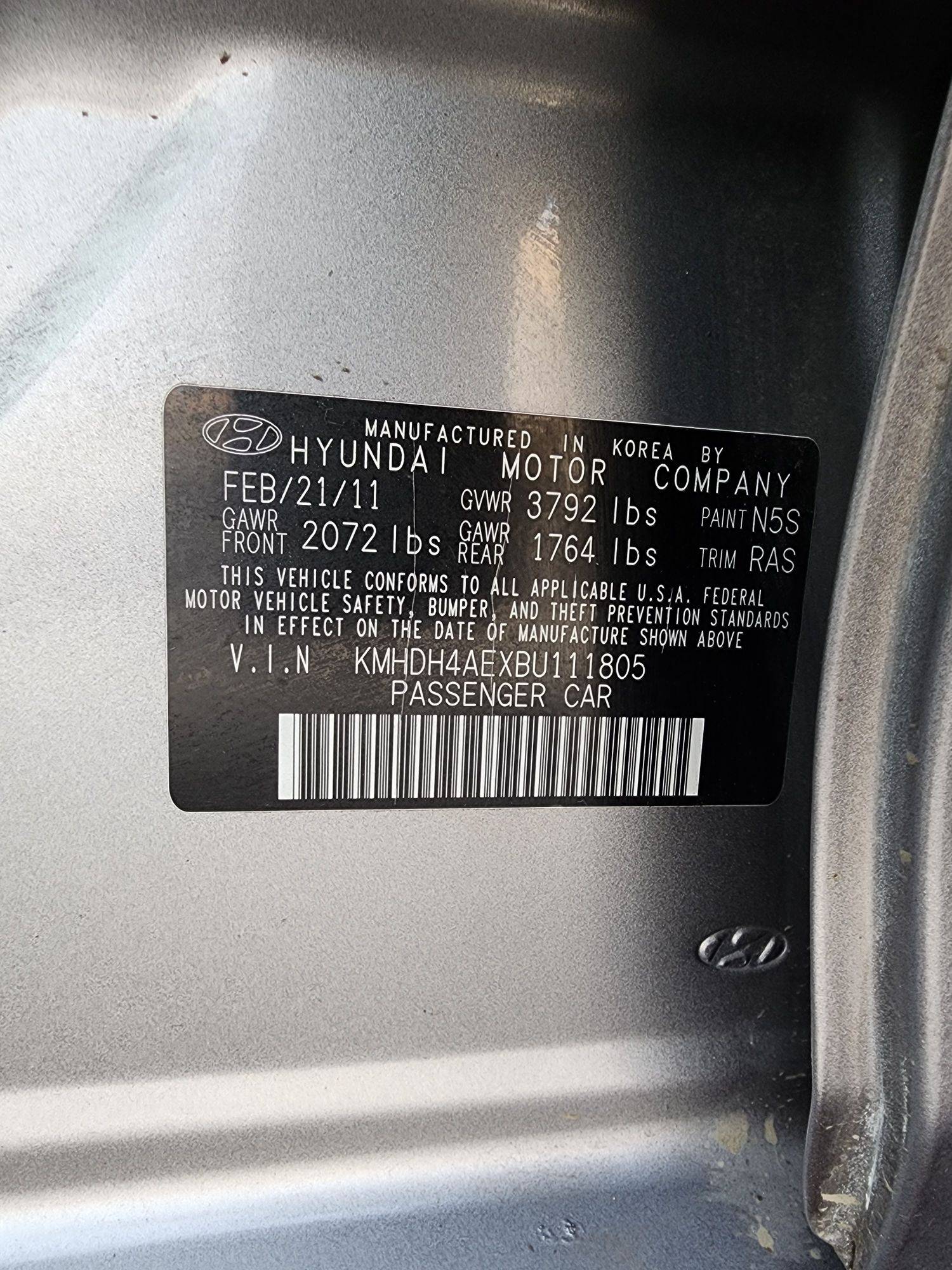 2011 HYUNDAI ELANTRA — 118834 Miles — Lot 11805 — Souq - Marhaba Auctions Used Cars - Image 10