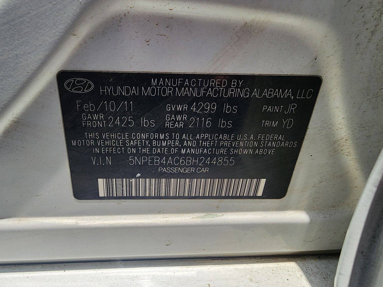 2011 HYUNDAI SONATA — 173897 Miles — Lot 44855 — Souq - Marhaba Auctions Used Cars - Image 9