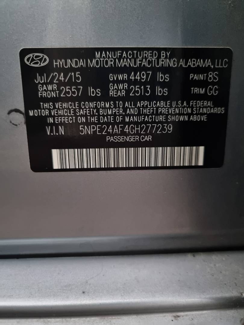 2016 HYUNDAI SONATA — 136797 Miles — Lot 215478 — Ind. 12 - Marhaba Auctions Used Cars - Image 9
