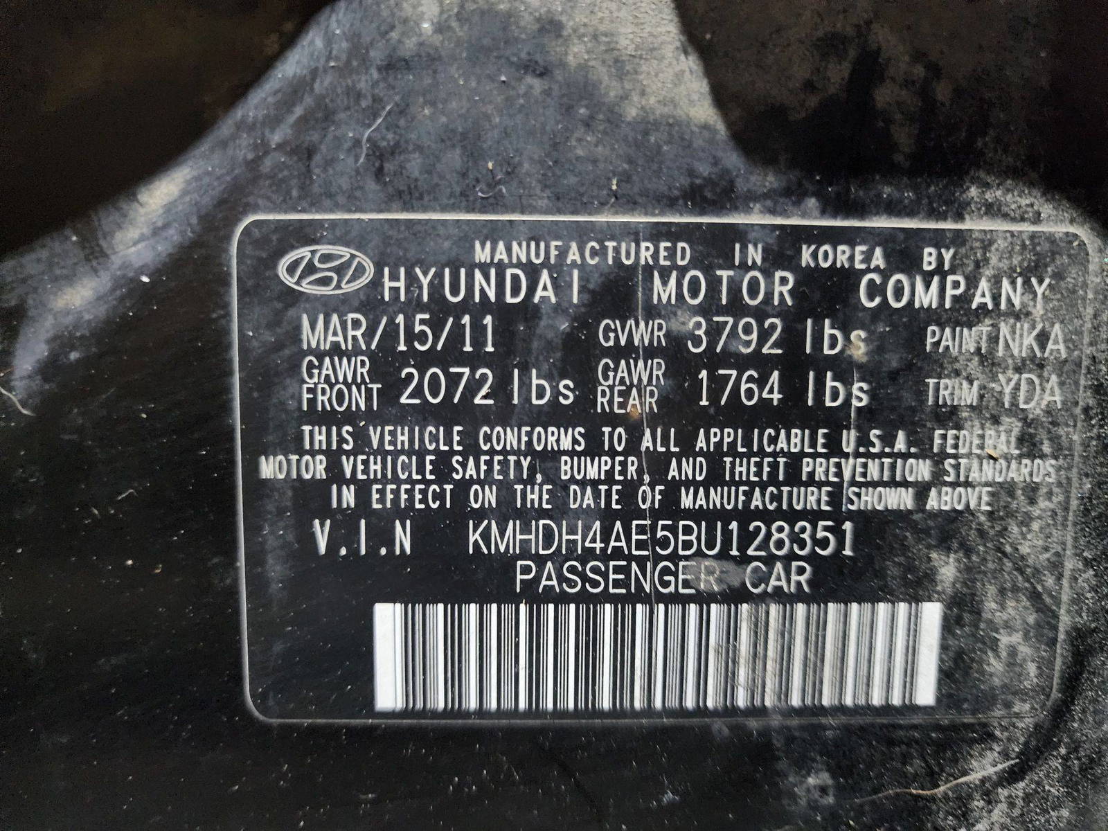 2011 HYUNDAI ELANTRA — 190914 Miles — Lot 40066088 — Al Quoz - Marhaba Auctions Used Cars - Image 10