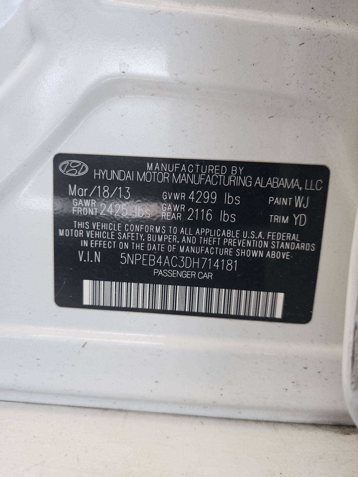 2013 HYUNDAI SONATA — 156990 Miles — Lot 56342594 — Souq - Marhaba Auctions Used Cars - Image 9