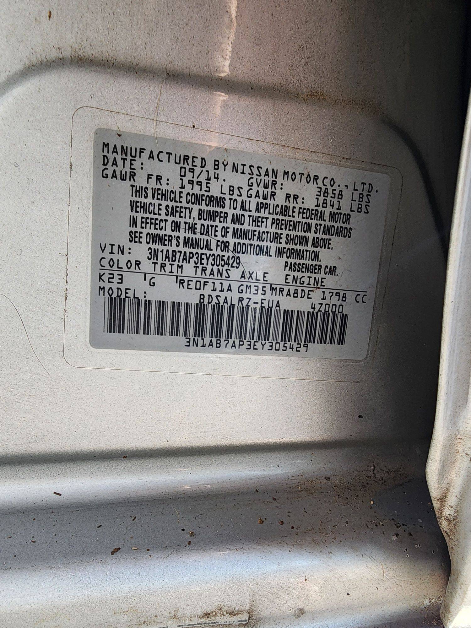 2014 NISSAN SENTRA — 130199 Miles — Lot 3EY305429 — Souq - Marhaba Auctions Used Cars - Image 10