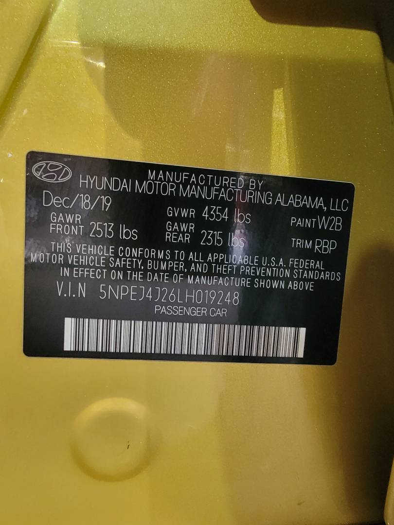 2020 HYUNDAI SONATA — 95004 Miles — Lot 019248 — Main - Marhaba Auctions Used Cars - Image 11