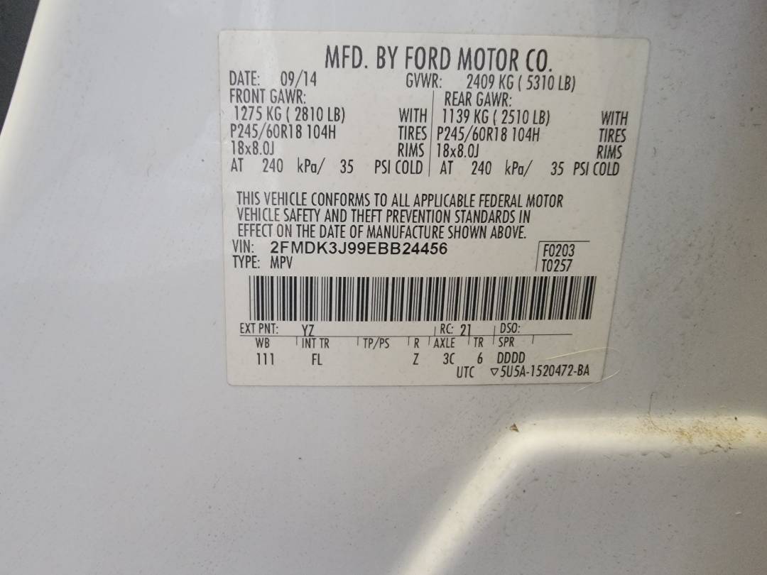 2014 FORD EDGE — 76811 Miles — Lot EBB24456 — Main - Marhaba Auctions Used Cars - Image 8