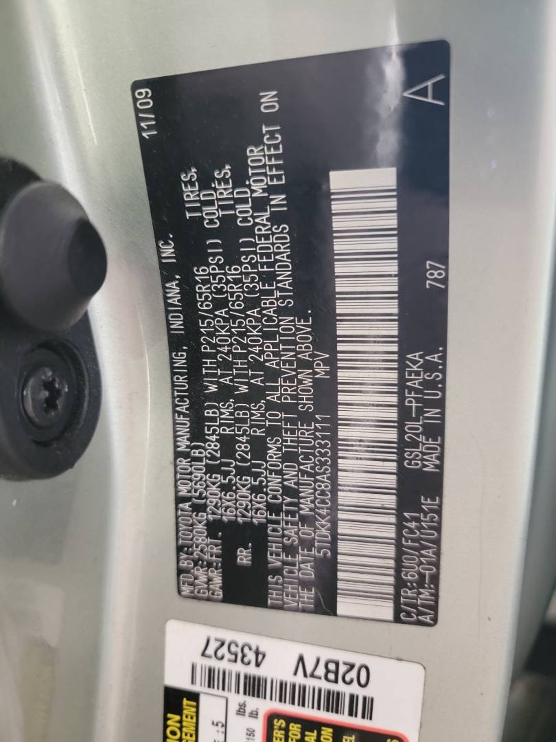 2010 TOYOTA SIENNA — 180786 Miles — Lot AS333111 — Main - Marhaba Auctions Used Cars - Image 9