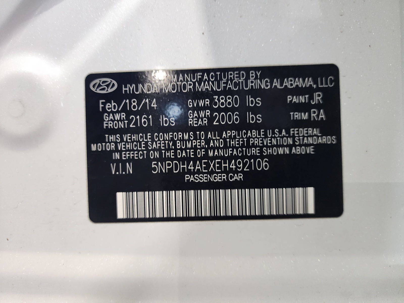 2014 HYUNDAI ELANTRA — 214570 Miles — Lot 39465044 — Al Quoz - Marhaba Auctions Used Cars - Image 11
