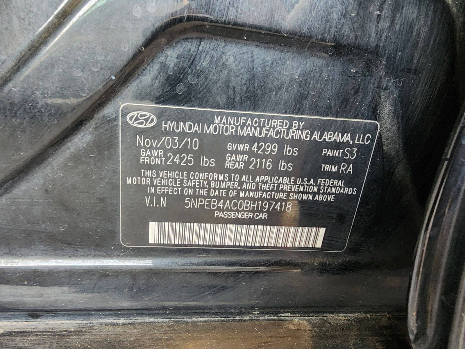 2011 HYUNDAI SONATA — 145870 Miles — Lot 37046024 — Souq - Marhaba Auctions Used Cars - Image 9