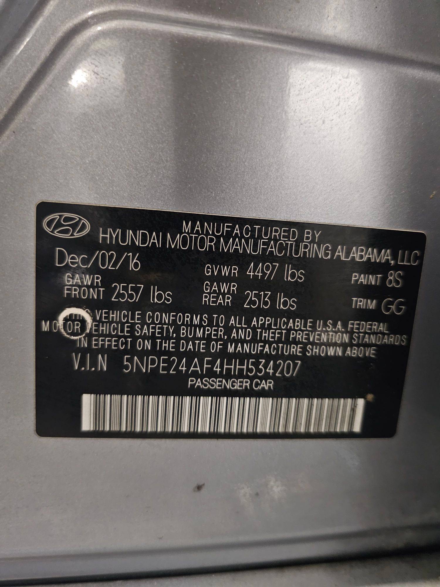 2017 HYUNDAI SONATA — 126596 Miles — Lot HH534207 — Main - Marhaba Auctions Used Cars - Image 9