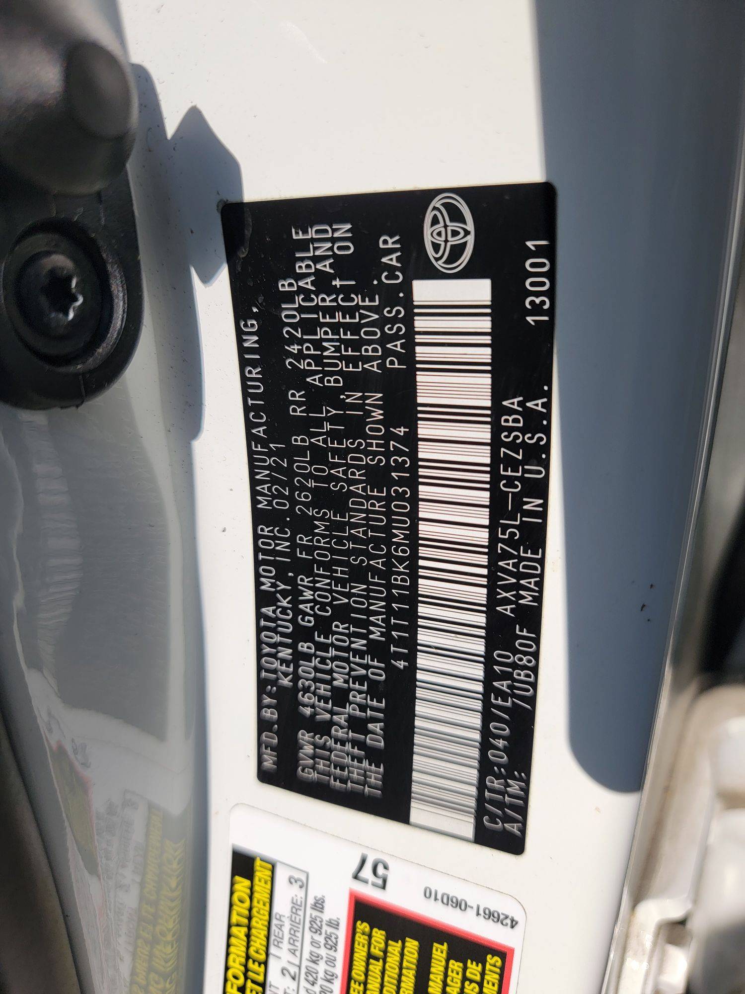 TOYOTA CAMRY 2021 - Marhaba Auction Used Cars - Image 10