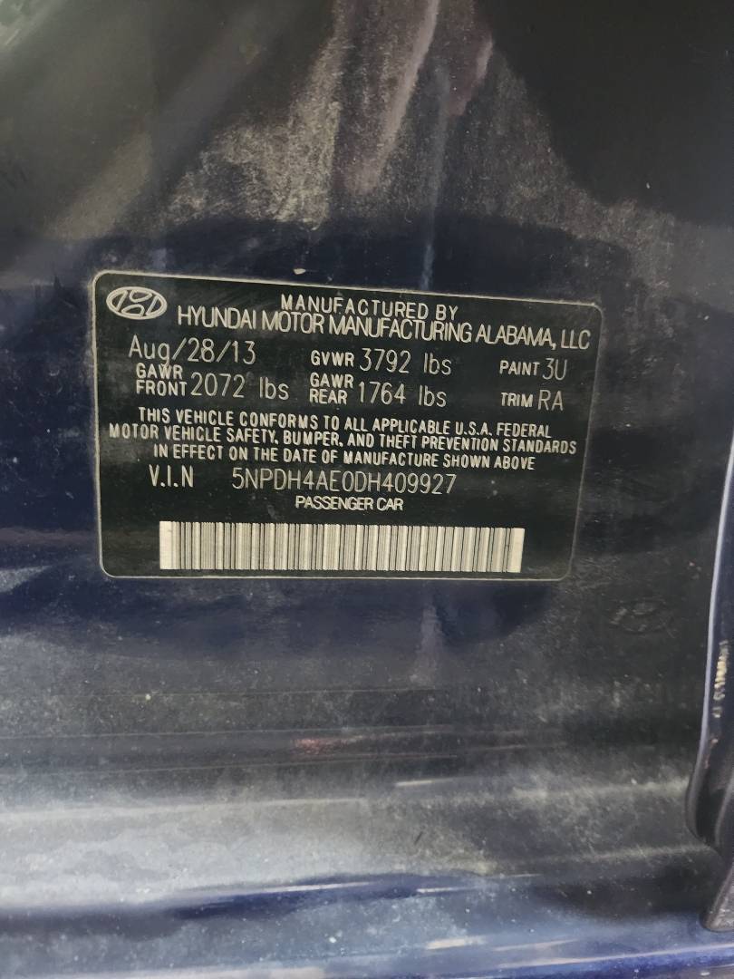 2013 HYUNDAI ELANTRA — 248111 Miles — Lot 75002543 - Marhaba Auctions Used Cars - Image 4