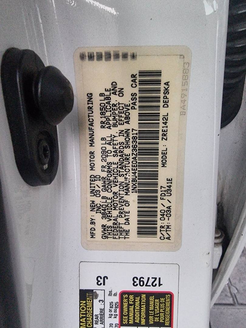 2010 TOYOTA COROLLA — 143343 Miles — Lot Z363817 — Ind. 12 - Marhaba Auctions Used Cars - Image 10