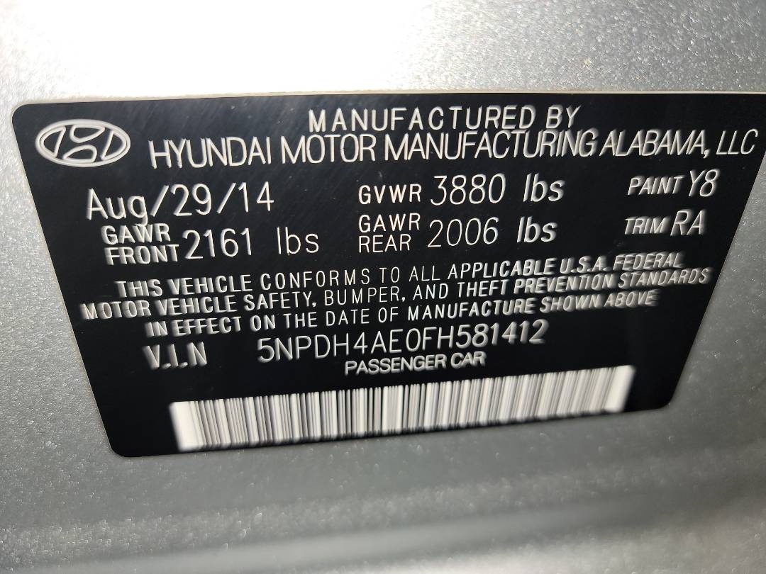 2015 HYUNDAI ELANTRA — 185153 Miles — Lot H581412 - Marhaba Auctions Used Cars - Image 10