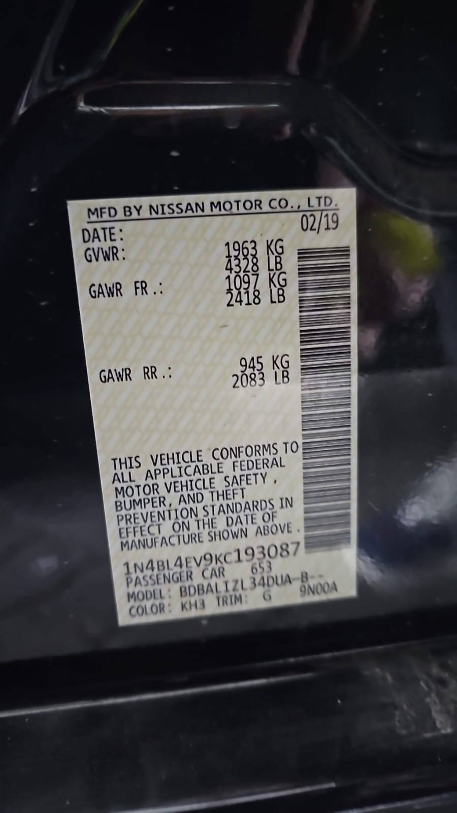 NISSAN ALTIMA 2019 - Marhaba Auction Used Cars - Image 9