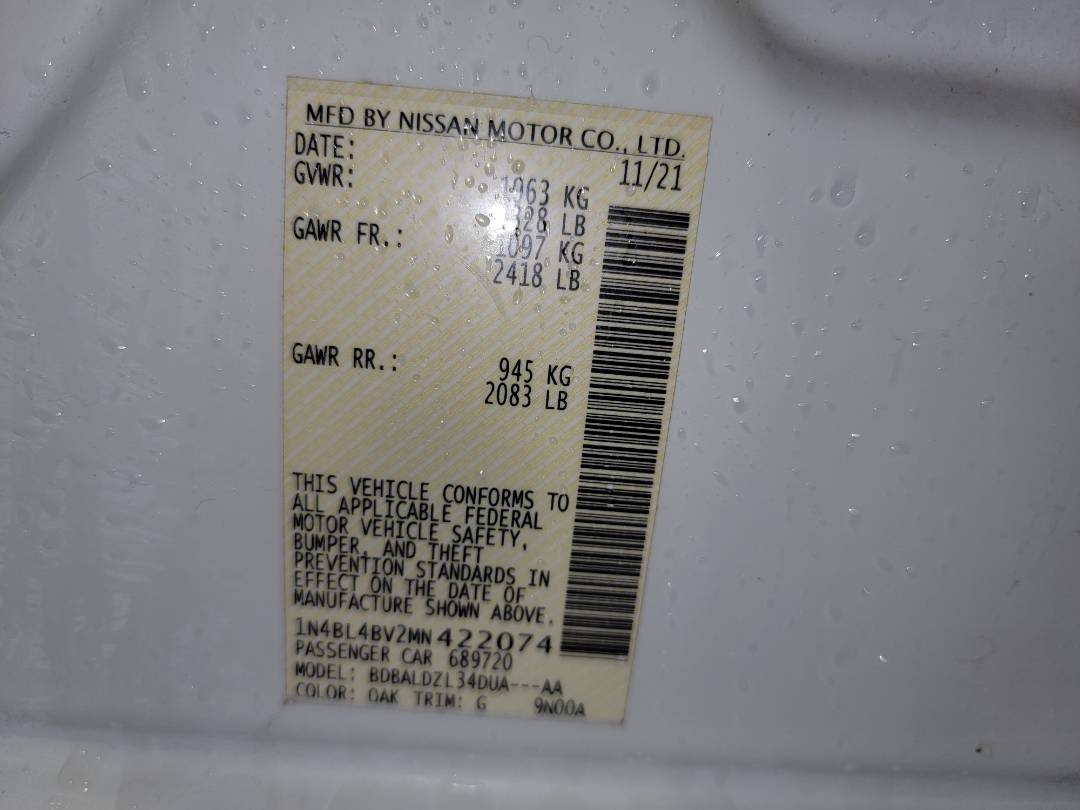 2021 NISSAN ALTIMA — 26054 Miles — Lot N422074 - Marhaba Auctions Used Cars - Image 10