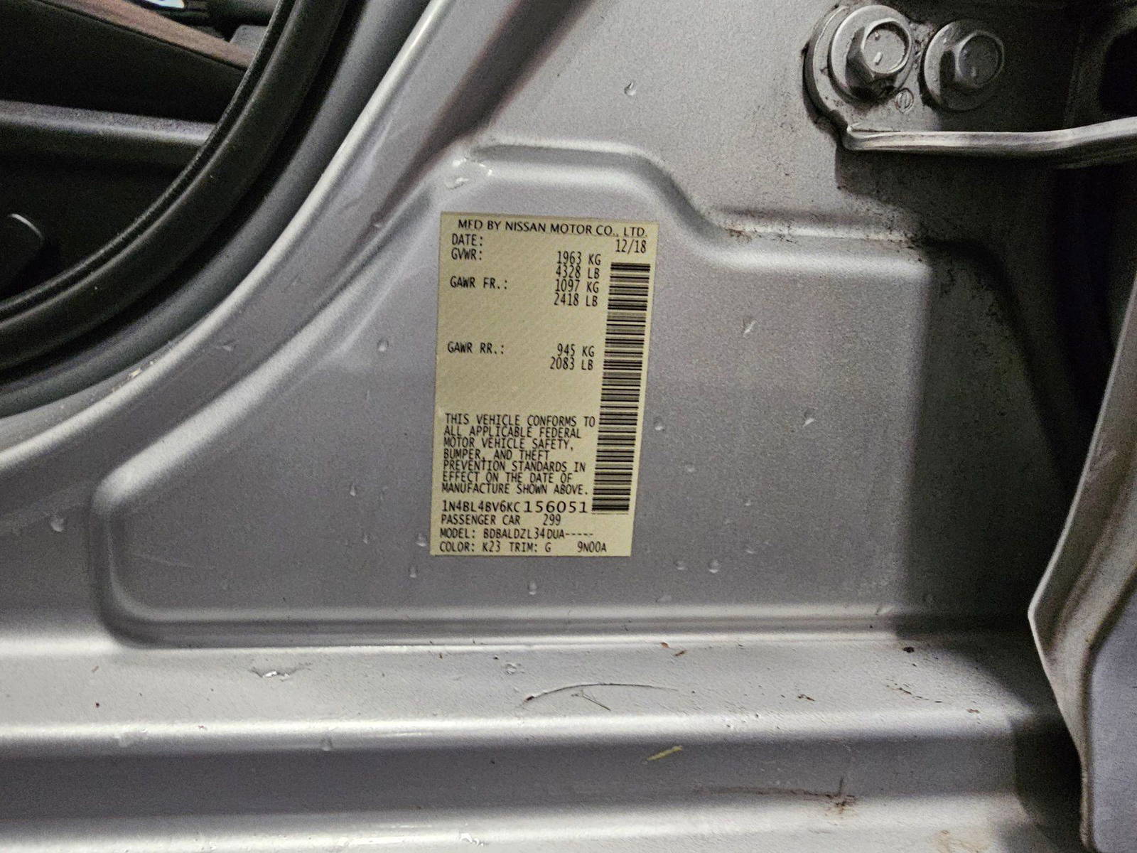 2019 NISSAN ALTIMA — 89827 Miles — Lot C156051 — Main - Marhaba Auctions Used Cars - Image 7