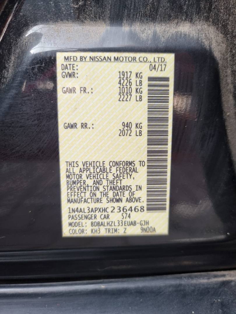 2017 NISSAN ALTIMA — 162593 Miles — Lot 1254854 — Main - Marhaba Auctions Used Cars - Image 9
