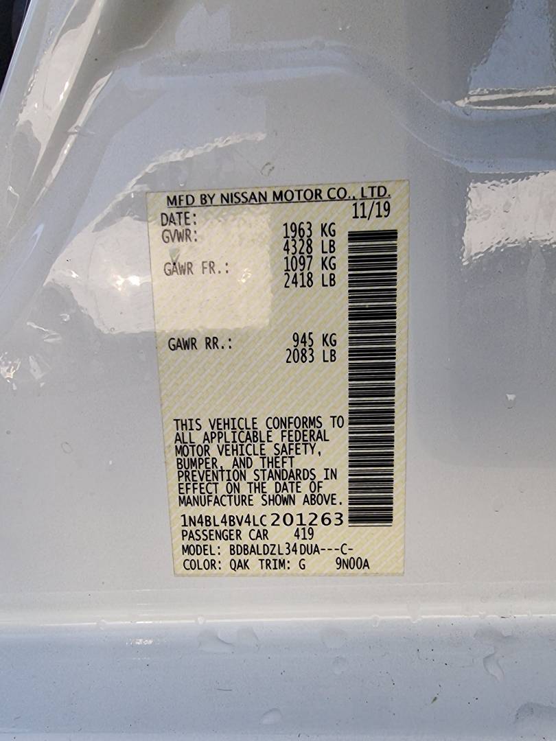 2020 NISSAN ALTIMA — 84741 Miles — Lot 125487 — Ind. 12 - Marhaba Auctions Used Cars - Image 9