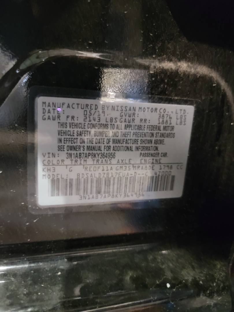 2019 NISSAN SENTRA — 211753 Miles — Lot KY364956 — Main - Marhaba Auctions Used Cars - Image 8