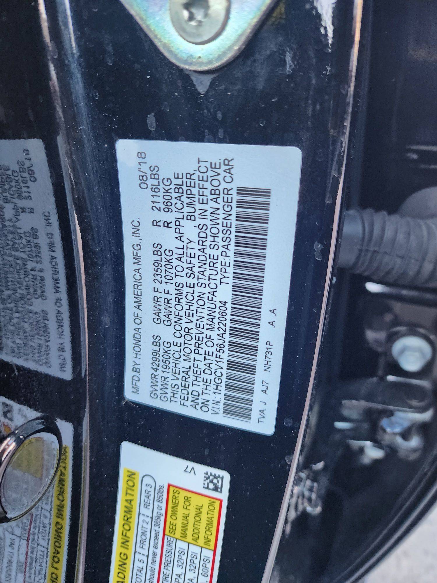 2018 HONDA ACCORD — 70421 Miles — Lot 44518518 - Marhaba Auctions Used Cars - Image 9
