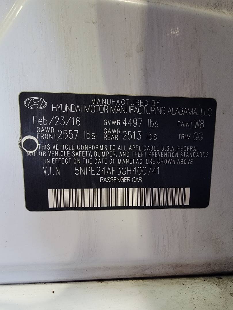 2016 HYUNDAI SONATA — 220127 Miles — Lot GH400741 — Main - Marhaba Auctions Used Cars - Image 10