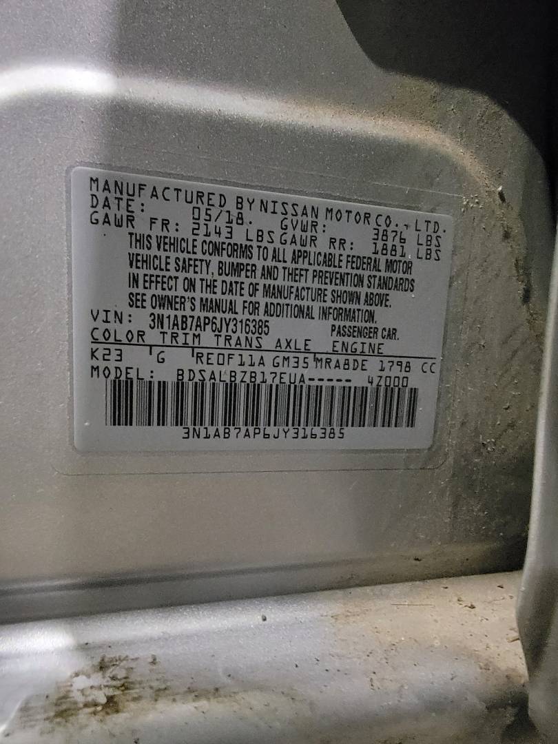 2018 NISSAN SENTRA — 108253 Miles — Lot 73408314 — Main - Marhaba Auctions Used Cars - Image 9