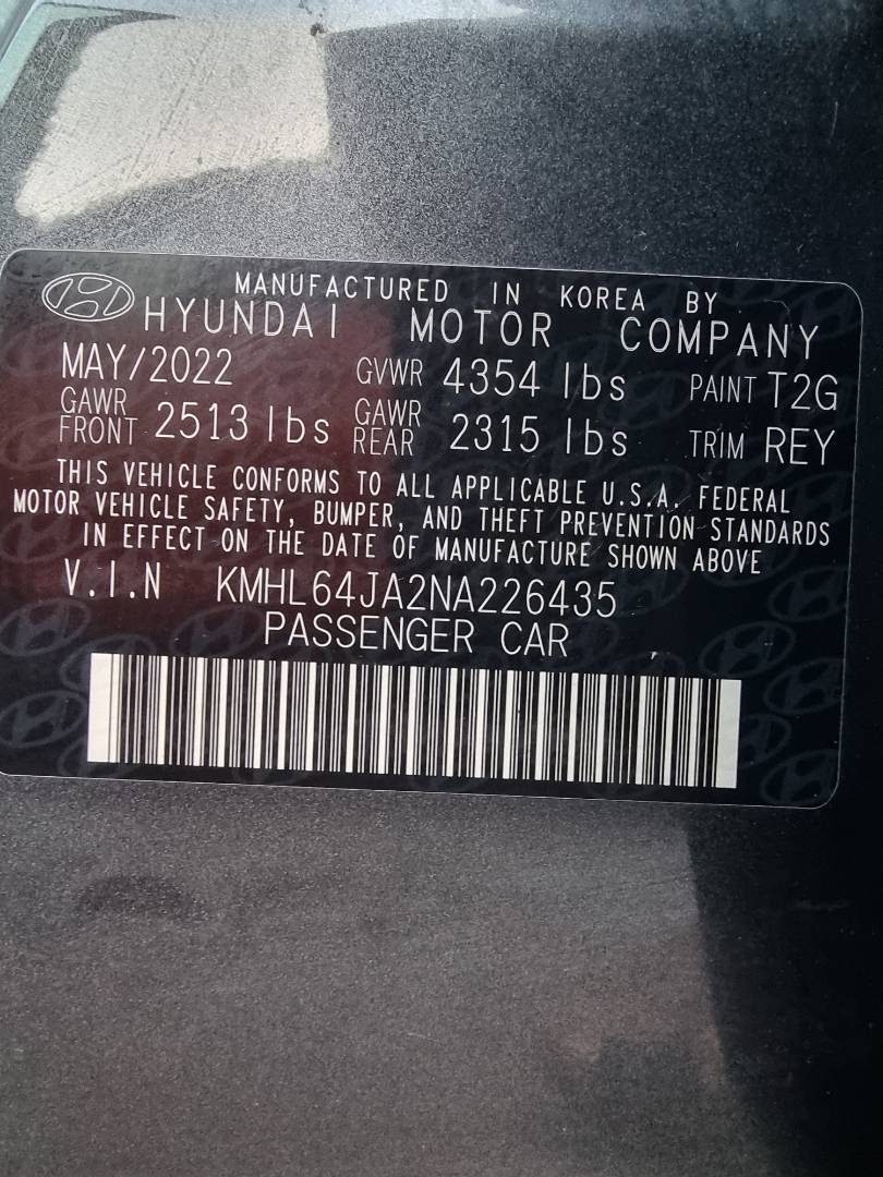 2022 HYUNDAI SONATA — 93922 Miles — Lot 215478 — Ind. 12 - Marhaba Auctions Used Cars - Image 9