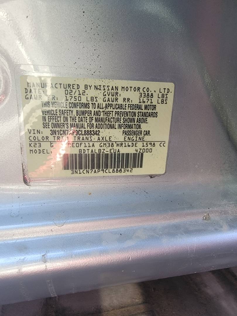 2012 NISSAN VERSA — 127569 Miles — Lot 888342 — Main - Marhaba Auctions Used Cars - Image 9