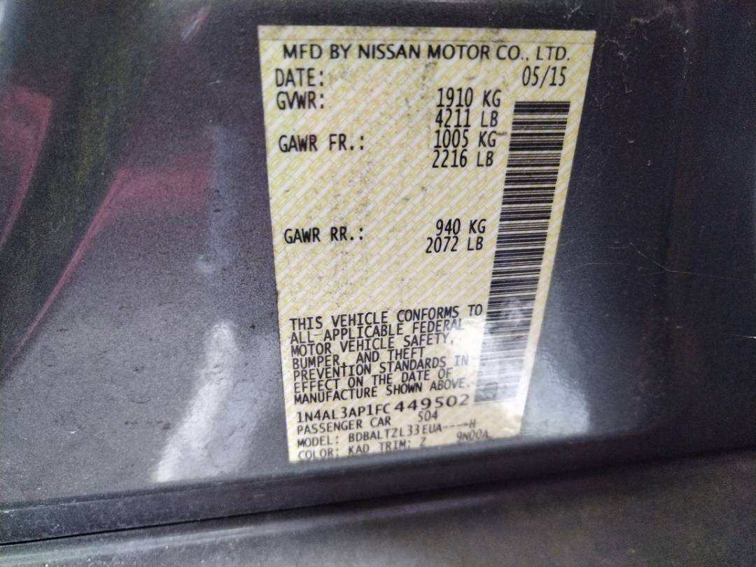 2015 NISSAN ALTIMA — 159135 Miles — Lot 60767723 - Marhaba Auctions Used Cars - Image 8