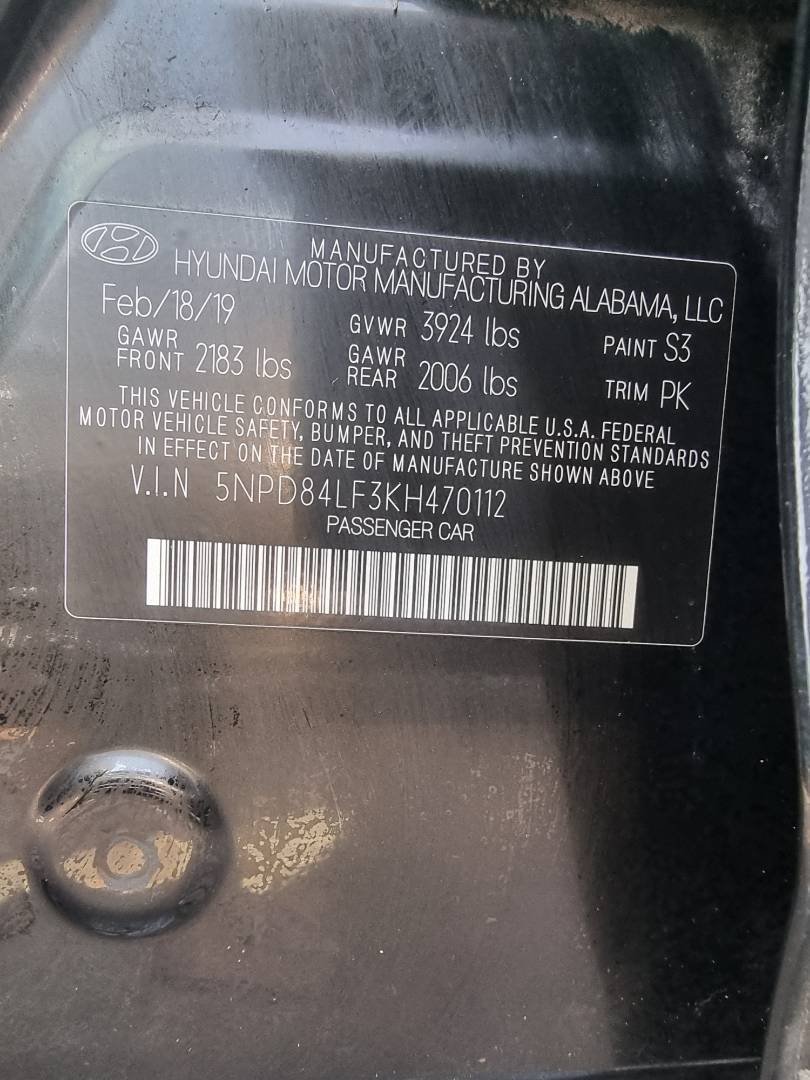 2019 HYUNDAI ELANTRA — 150801 Miles — Lot 125478 — Main - Marhaba Auctions Used Cars - Image 10