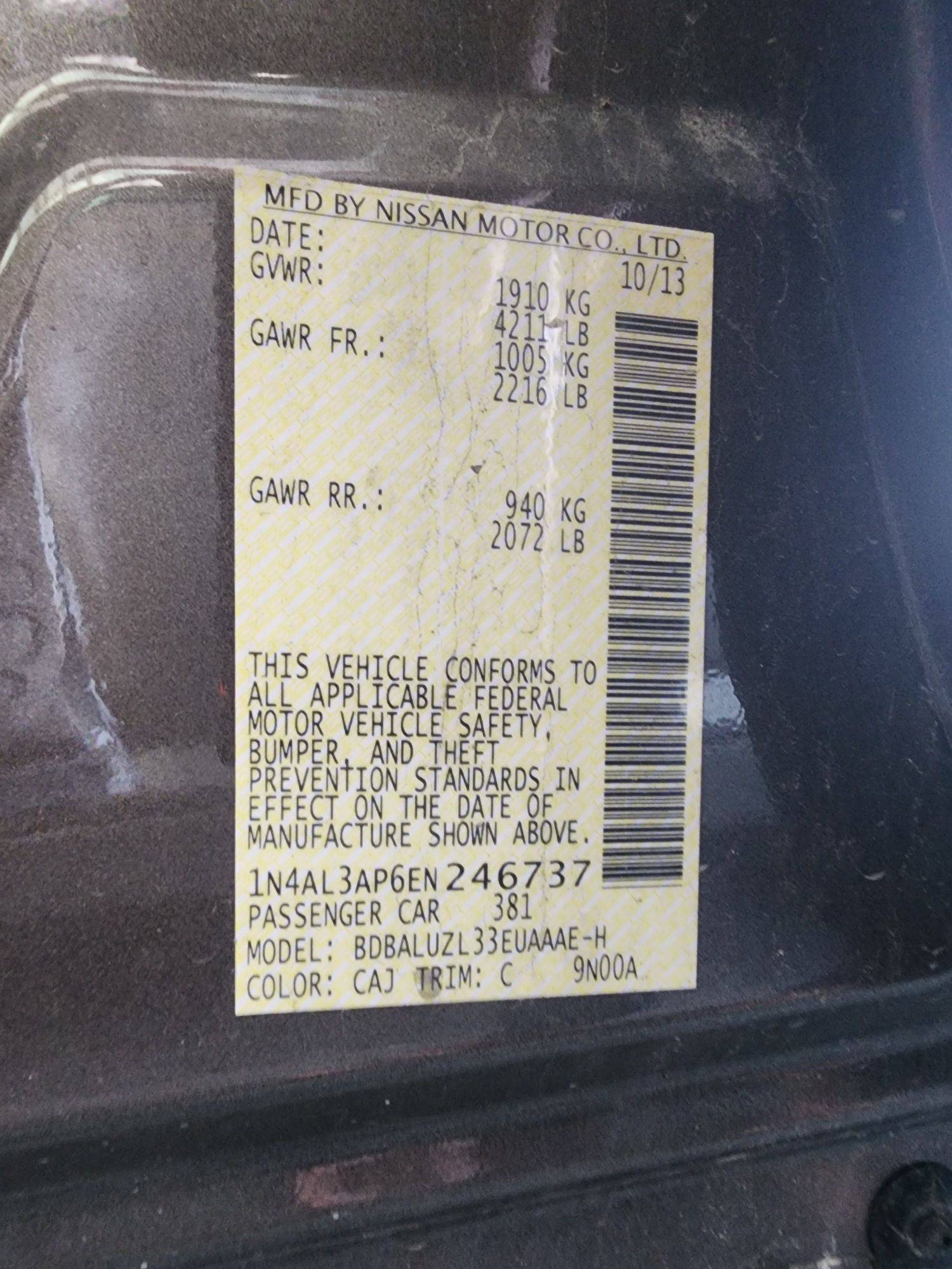 2014 NISSAN ALTIMA — 122903 Miles — Lot 38762361 — Souq - Marhaba Auctions Used Cars - Image 9