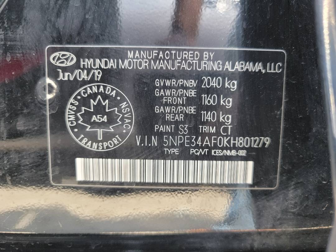 2019 HYUNDAI SONATA — 171851 KM — Lot 1279 — Souq - Marhaba Auctions Used Cars - Image 12