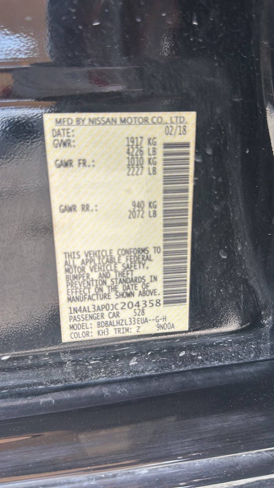 2018 NISSAN ALTIMA — 209910 Miles — Lot JC204358 — Souq - Marhaba Auctions Used Cars - Image 7