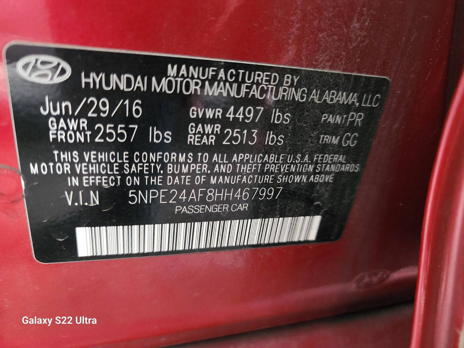 2017 HYUNDAI SONATA — 103450 Miles — Lot 65145343 - Marhaba Auctions Used Cars - Image 9