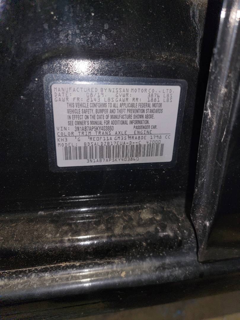 2019 NISSAN SENTRA — 86000 Miles — Lot Y403860 - Marhaba Auctions Used Cars - Image 9