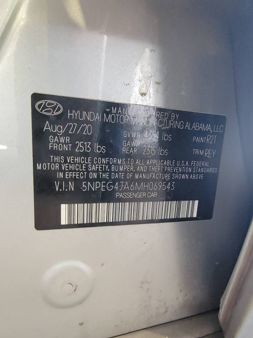 2021 HYUNDAI SONATA — 83637 Miles — Lot H069543 — Main - Marhaba Auctions Used Cars - Image 9