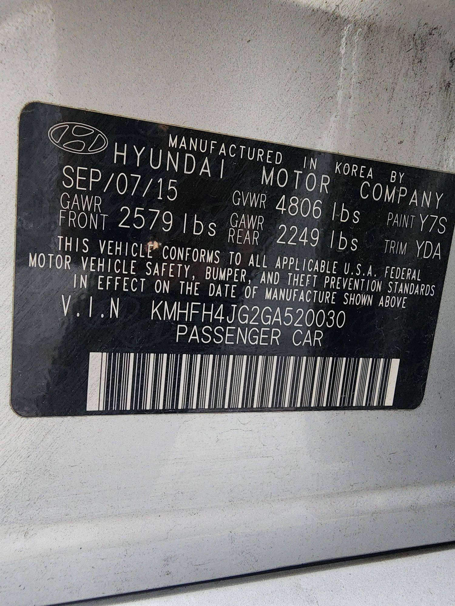 2016 HYUNDAI AZERA — 178029 Miles — Lot GA520030 — Al Quoz - Marhaba Auctions Used Cars - Image 11