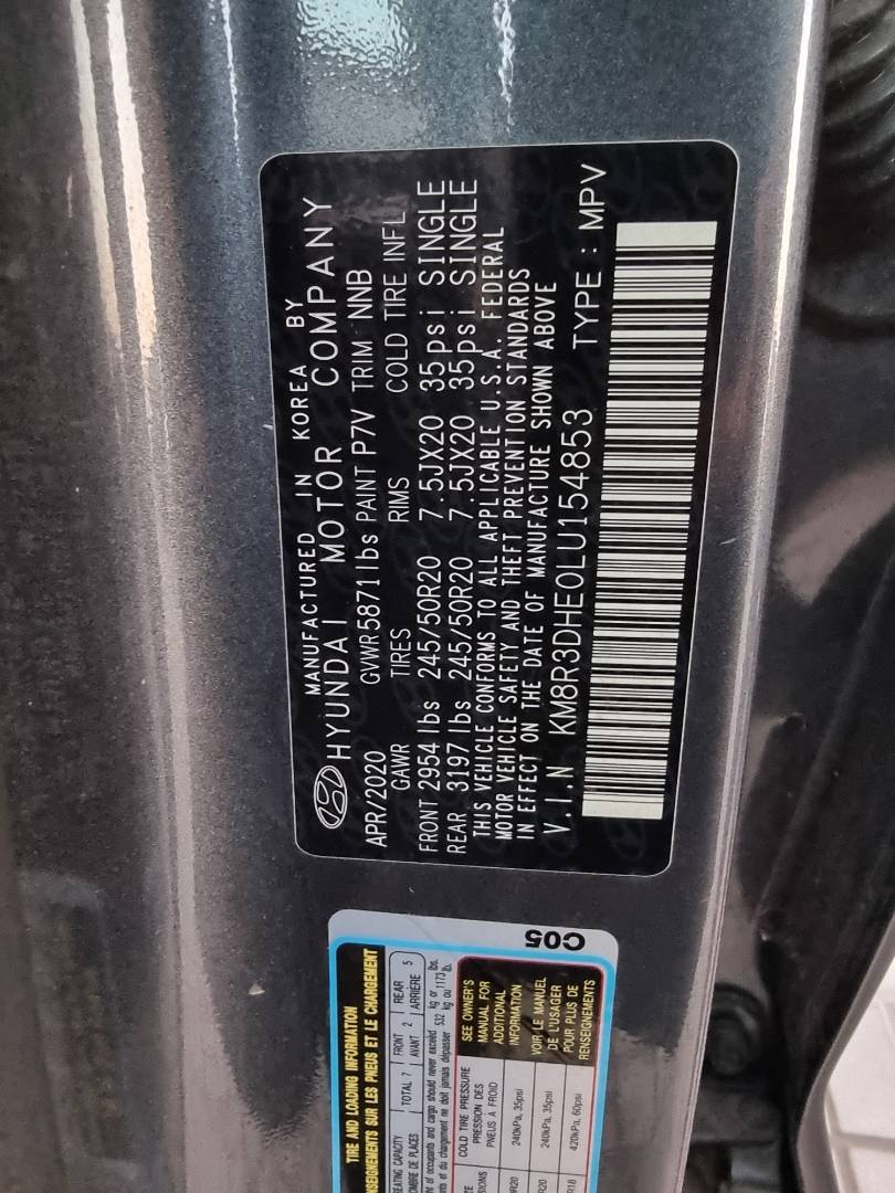2020 HYUNDAI PALISADE SEL — 186777 Miles — Lot U154853 - Marhaba Auctions Used Cars - Image 10