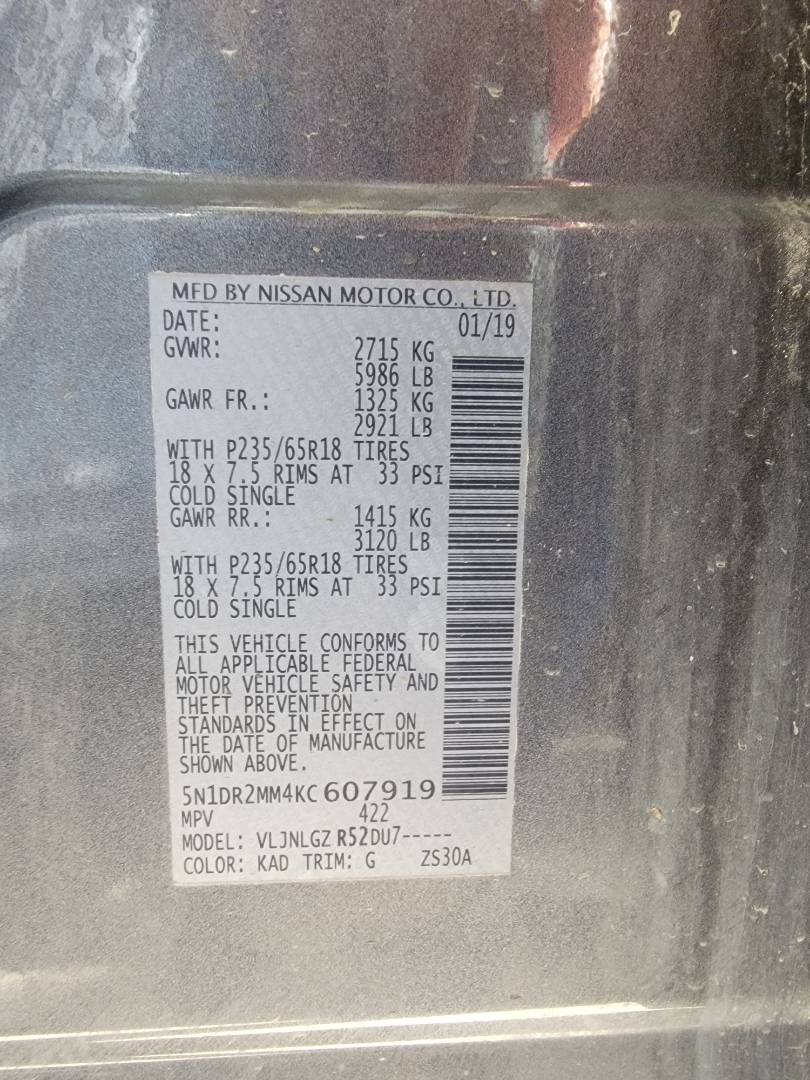 2019 NISSAN PATHFINDER — 162765 Miles — Lot 607919 — Main - Marhaba Auctions Used Cars - Image 9