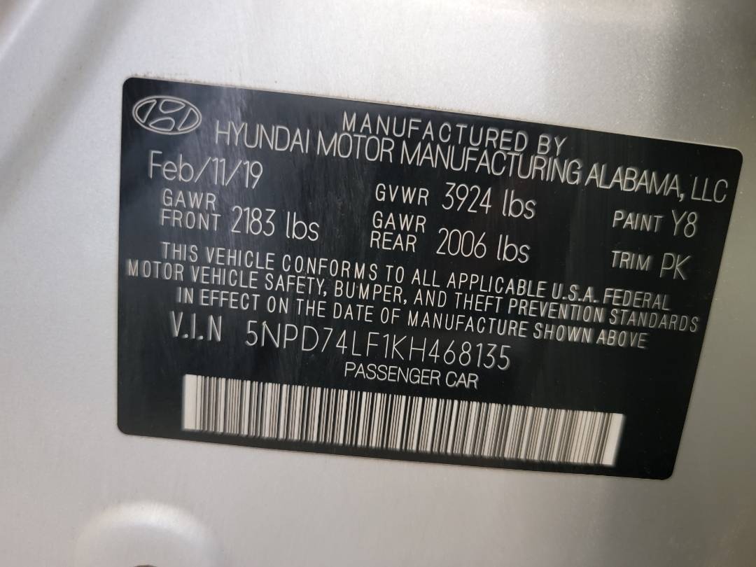 2019 HYUNDAI ELANTRA — 132271 Miles — Lot 468135 — Main - Marhaba Auctions Used Cars - Image 9