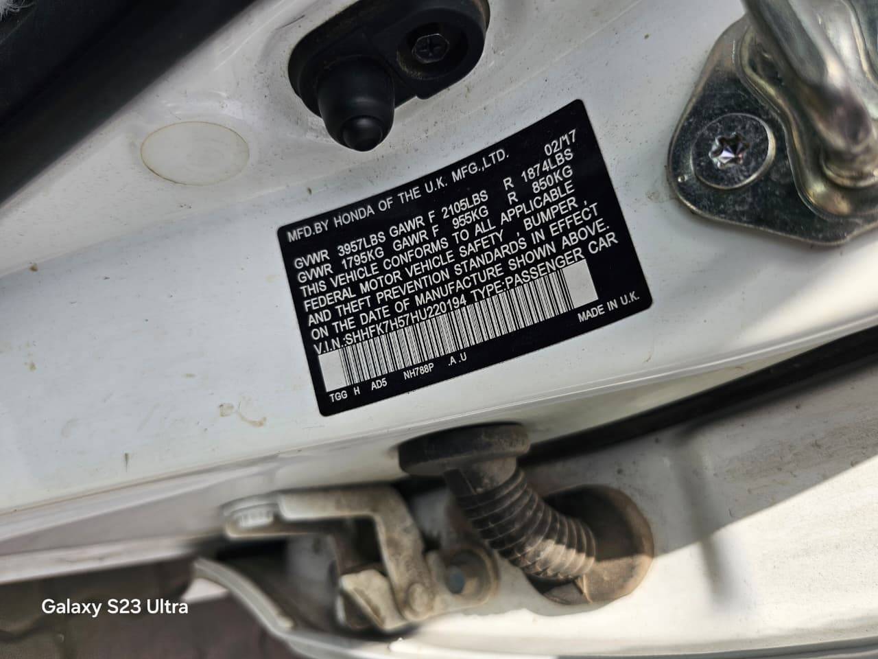 2017 HONDA CIVIC — 106447 Miles — Lot 220194 — Main - Marhaba Auctions Used Cars - Image 10
