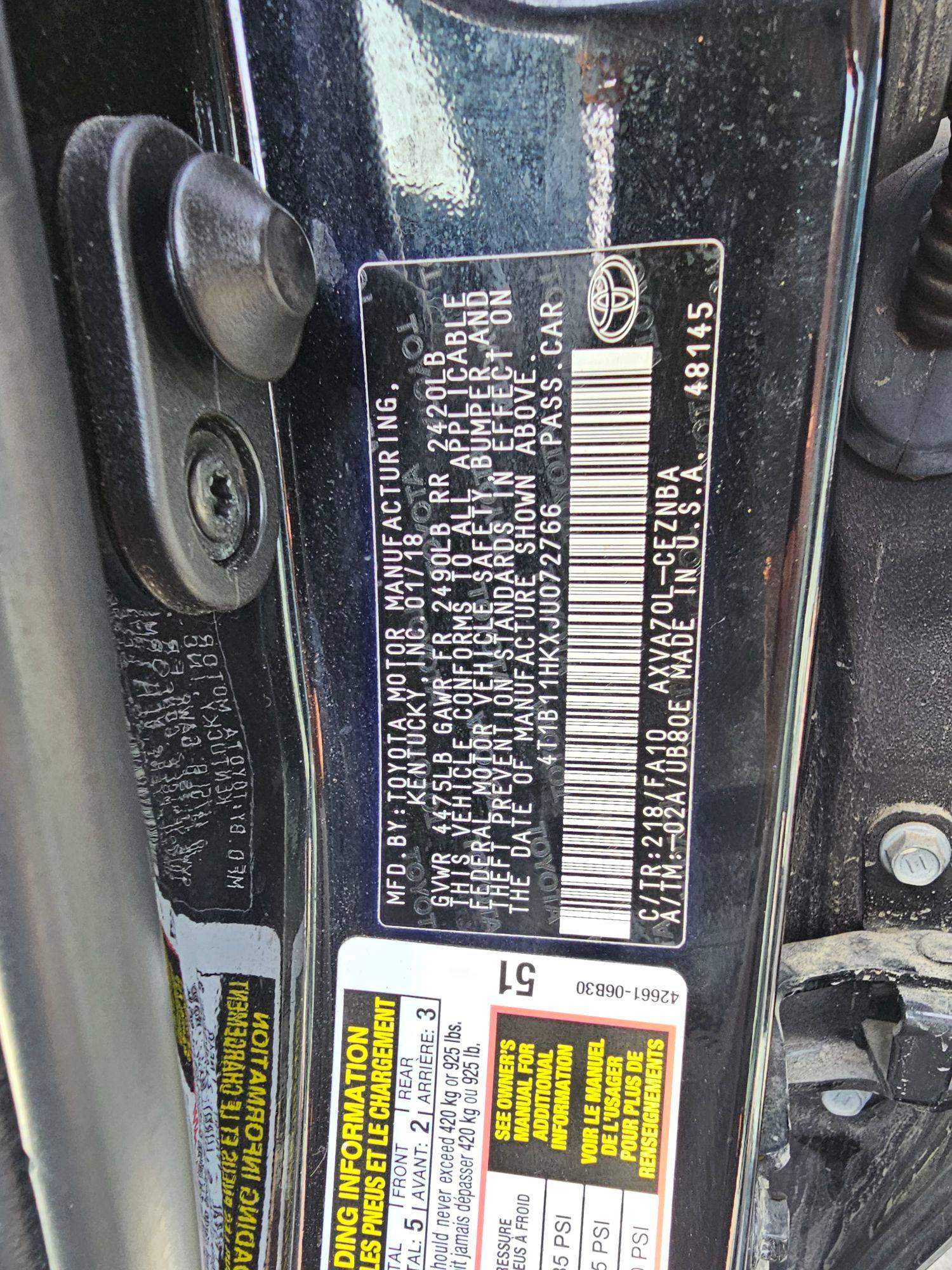 2018 TOYOTA CAMRY — 85654 Miles — Lot HKXJU072766 — Souq - Marhaba Auctions Used Cars - Image 9