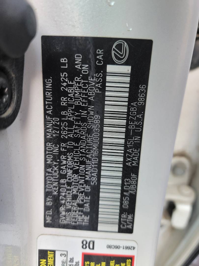 2021 LEXUS ES 250 — 21863 Miles — Lot MU003589 — Main - Marhaba Auctions Used Cars - Image 11