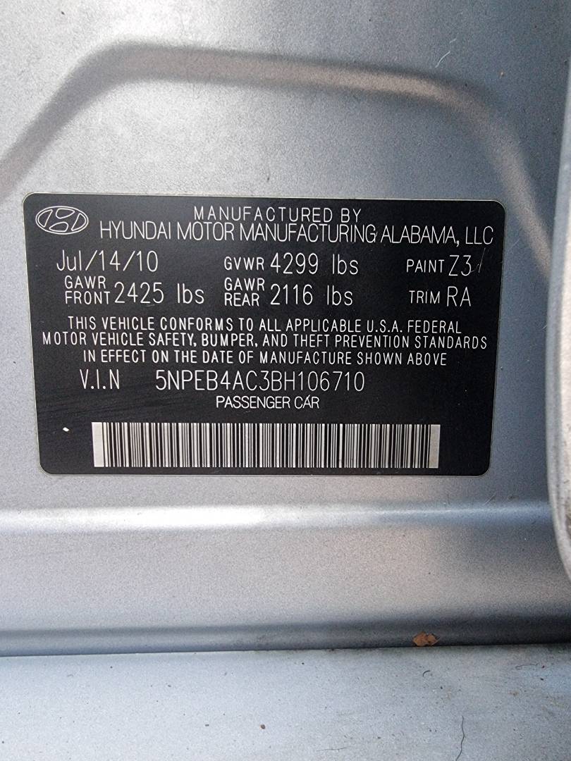 2011 HYUNDAI SONATA — 236736 Miles — Lot 215487 — Ind. 12 - Marhaba Auctions Used Cars - Image 10