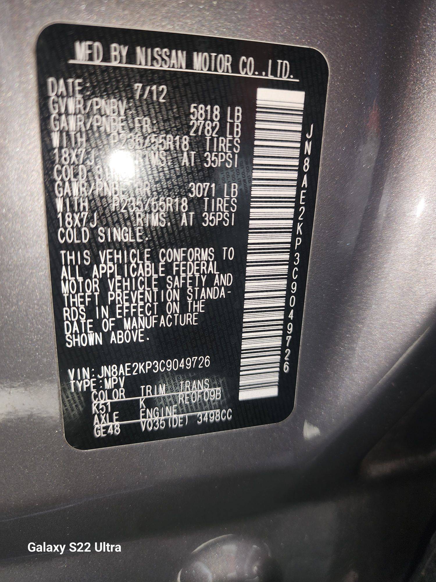 2012 NISSAN QUEST — 142600 Miles — Lot 38218088 - Marhaba Auctions Used Cars - Image 10