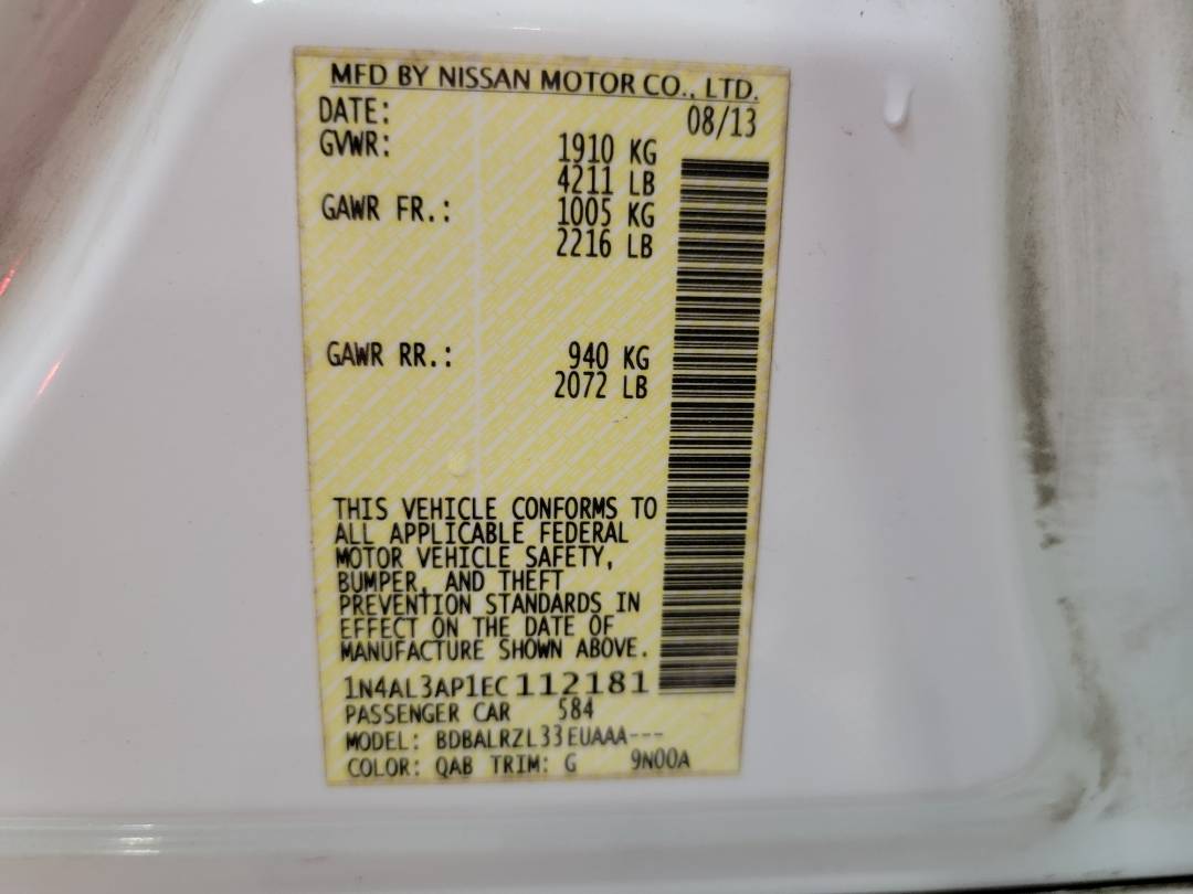 2014 NISSAN ALTIMA — 178174 Miles — Lot 112181 - Marhaba Auctions Used Cars - Image 9