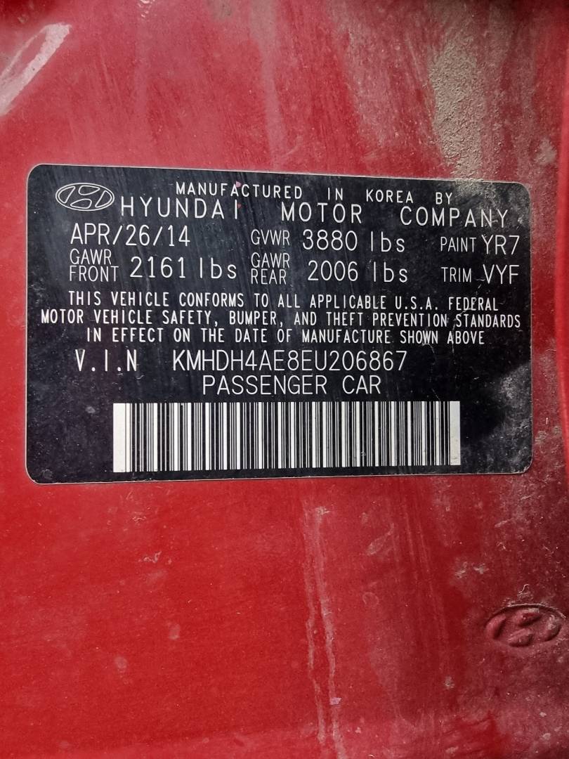 2014 HYUNDAI ELANTRA — 136199 Miles — Lot 125487 — Souq - Marhaba Auctions Used Cars - Image 9