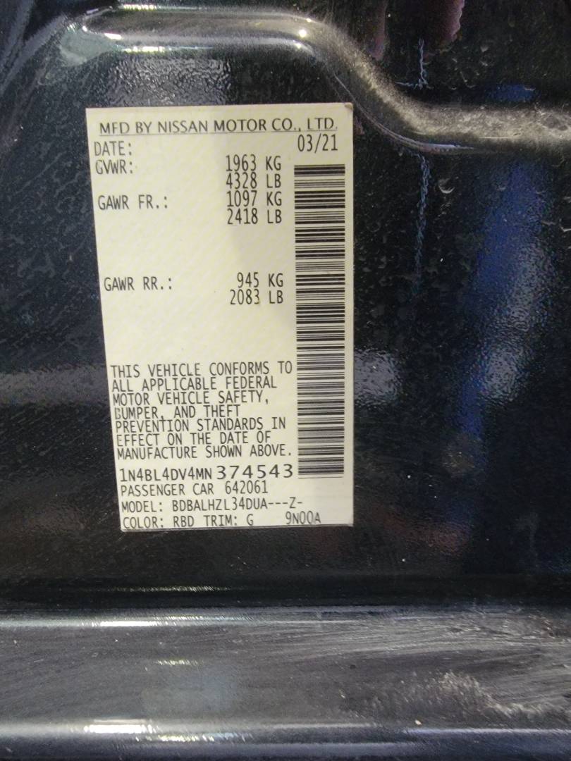 2021 NISSAN ALTIMA — 63715 Miles — Lot 374543 — Main - Marhaba Auctions Used Cars - Image 9