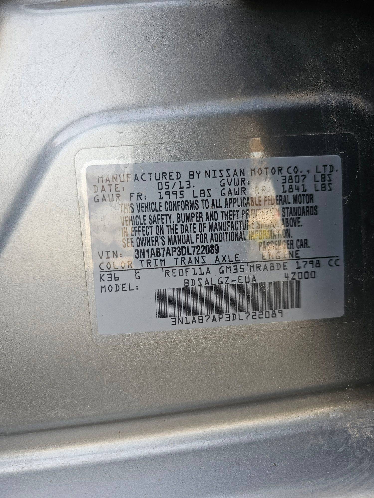 2013 NISSAN SENTRA — 136177 Miles — Lot DL722089 — Souq - Marhaba Auctions Used Cars - Image 10