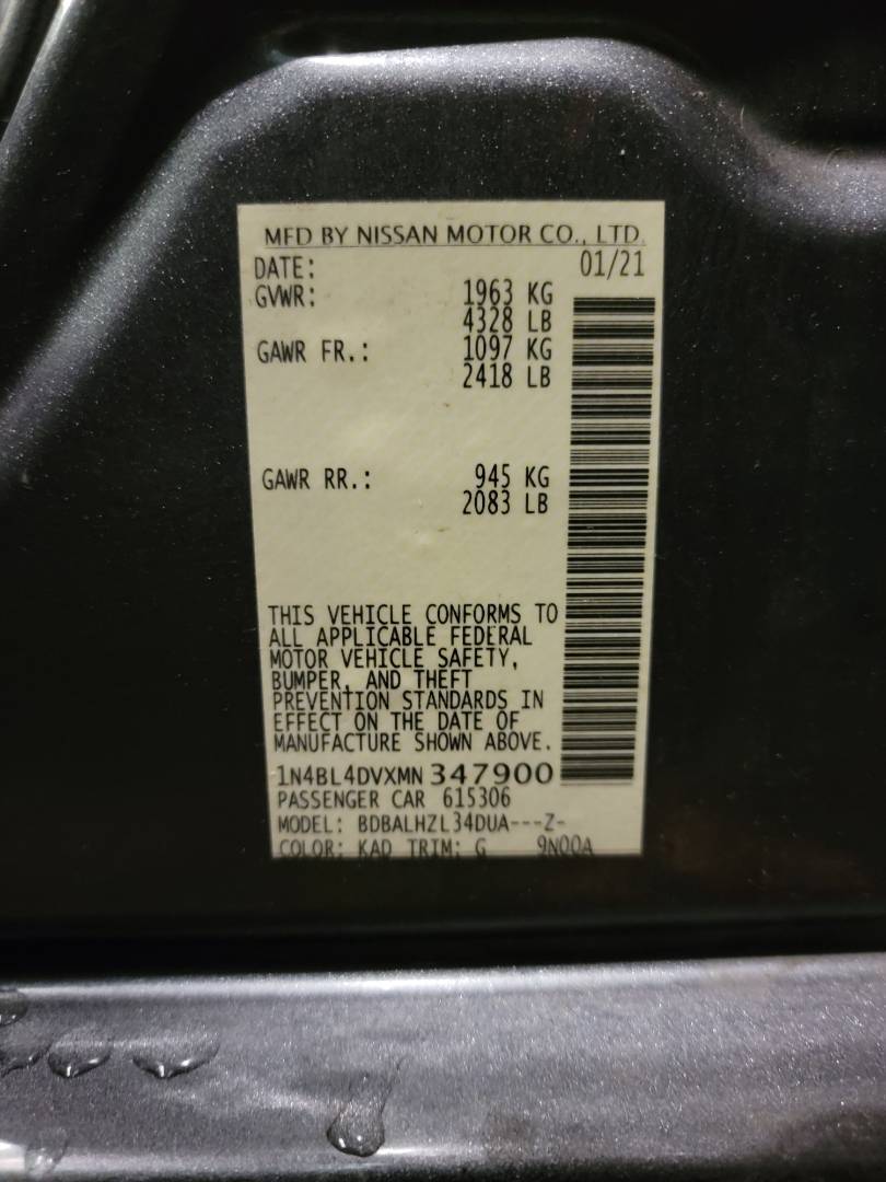 2021 NISSAN ALTIMA — 120530 Miles — Lot 347900 — Main - Marhaba Auctions Used Cars - Image 10